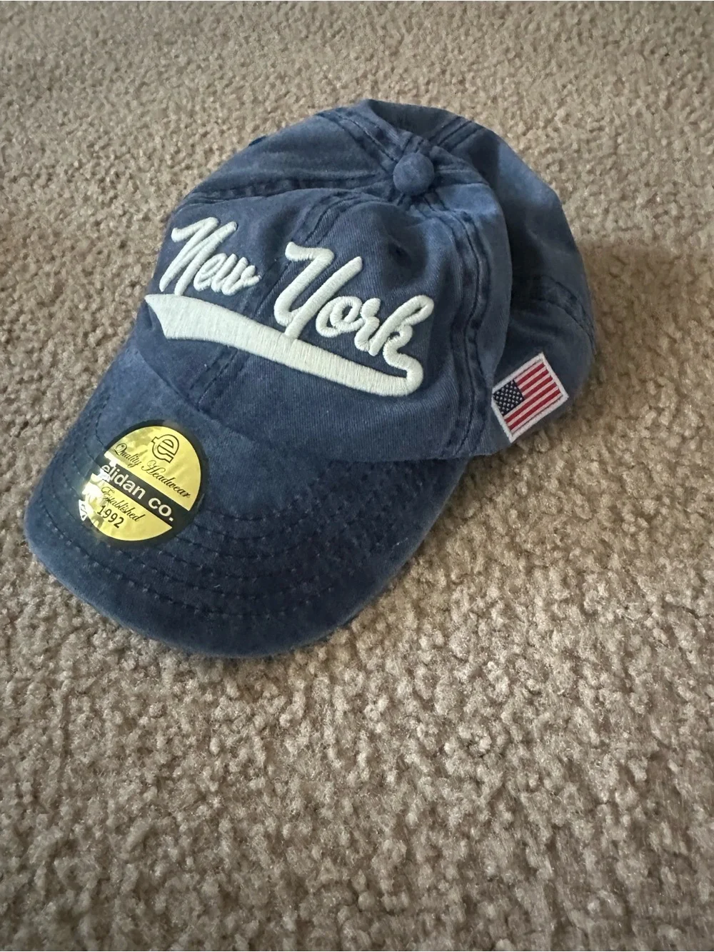 New York Embroidered Baseball Cap - Navy Blue